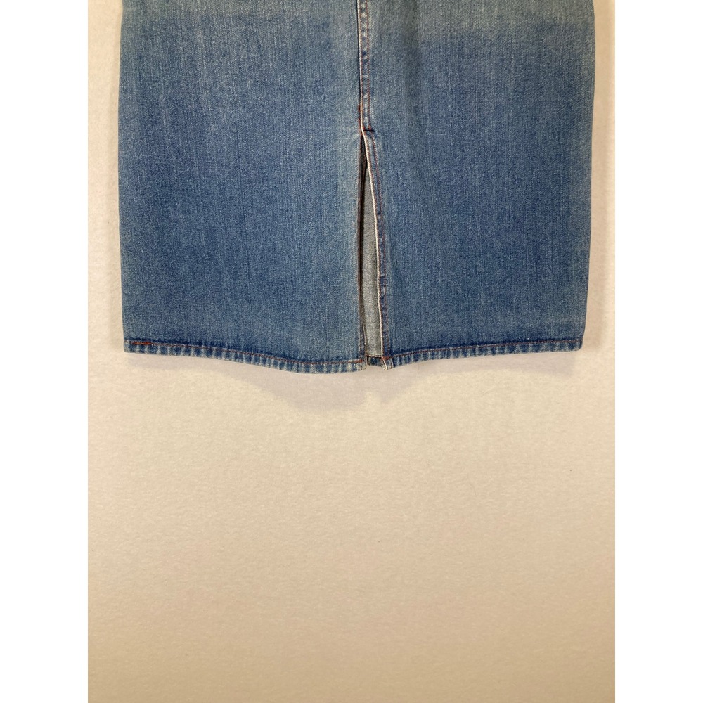 Vintage Britches n Things Women 11 Blue Denim High Rise Midi Skirt‎ Front Slit - Picture 5 of 9